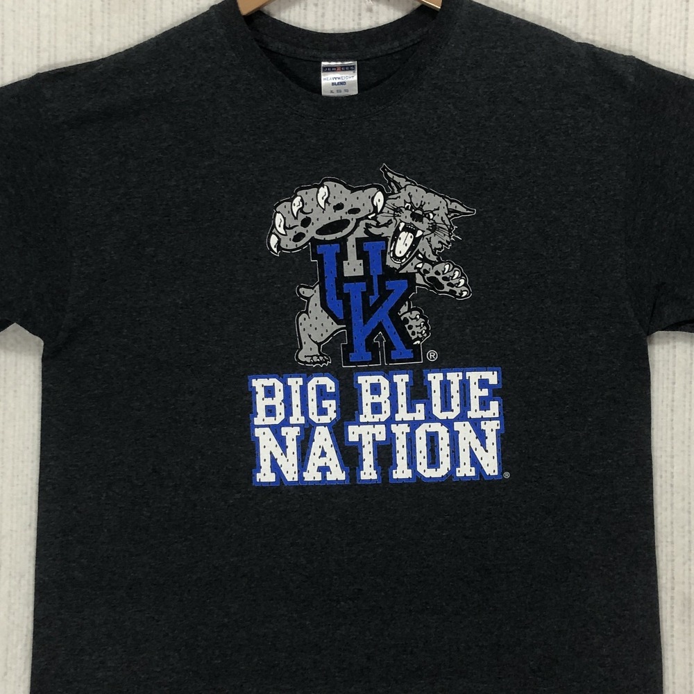 Jerzees Kentucky Wildcats Big Blue Nation T-Shirt XL Charcoal Heather UK Logo